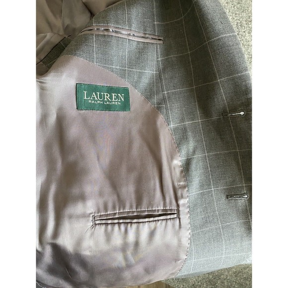 Lauren Ralph Lauren‎ Mens Blazer 42L Gray Windowpane Wool Jacket Career Office - Picture 4 of 10